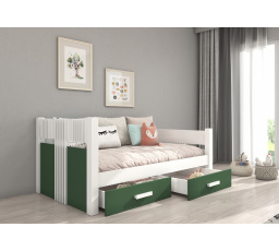 Postel dětská BIBI s matrací 200x90 Bílá+Zelená s matrací