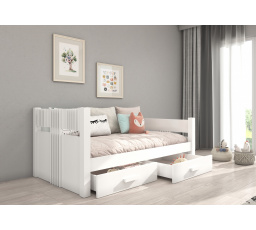 Postel dětská BIBI s matrací 200x90 Bílá+Bílá s matrací