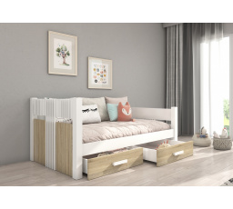 Postel dětská BIBI s matrací 200x90 Bílá+Sonoma s matrací
