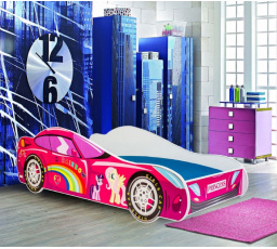 Dětská postel CAR PINK s matrací, 140x70 cm