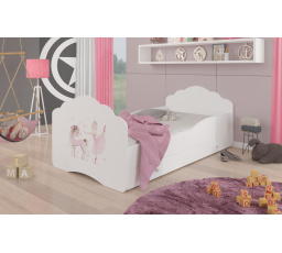 Postel dětská CASIMO BALLERINA S JEDNOROŽCEM 140x70 Bílá s matrací a zásuvkou
