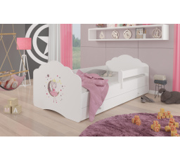 Postel dětská CASIMO SLEEPING PRINCESS 160x80 Bílá s matrací, zábranou a zásuvkou