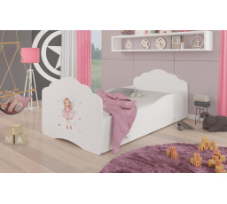 Postel dětská CASIMO GIRL S KŘÍDLY 140x70 Bílá s matrací a zásuvkou
