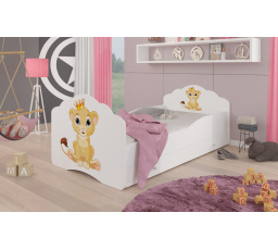 Postel dětská CASIMO LION 140x70 Bílá s matrací a zásuvkou