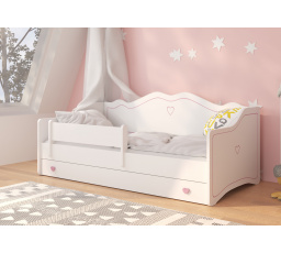 Dětská postel EMKA s matrací ozdobným čelem, Bílá/Růžová
