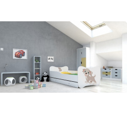 Dětská postel GONZALO s matrací a šuplíkem, 160x80 cm, Bílá/Dog