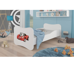 Dětská postel GONZALO s matrací, 140x70 cm, Bílá/Red Car