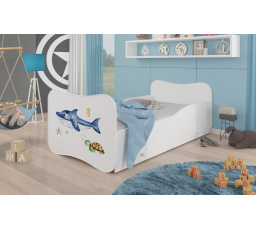 Dětská postel GONZALO s matrací a šuplíkem, 160x80 cm, Bílá/Sea animals