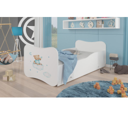 Dětská postel GONZALO s matrací a šuplíkem, 160x80 cm, Bílá/Teddy bear and cloud