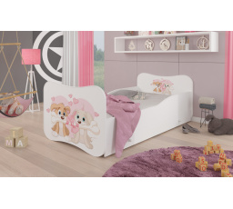 Dětská postel GONZALO s matrací a šuplíkem, 160x80 cm, Bílá/Two dogs
