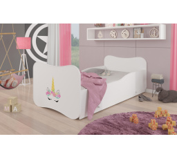 Dětská postel GONZALO s matrací a šuplíkem, 160x80 cm, Bílá/Unicorn