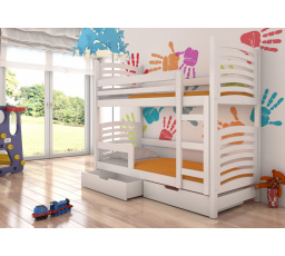 Dětská patrová postel OSUNA se šuplíky, včetně matrací, Bílá/Bílá