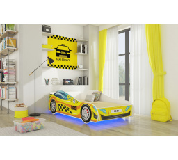 Dětská postel TAXI s matrací a LED osvětlením, 140x70 cm