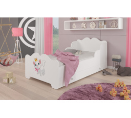 Postel dětská XIMENA  CAT 160x80 Bílá s matrací a zásuvkou