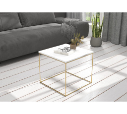 Konferenční stolek ELENA 50x50 Zlatá+Bílá