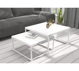 Konferenční stolek 2v1 KAMA Bílá+Bílá