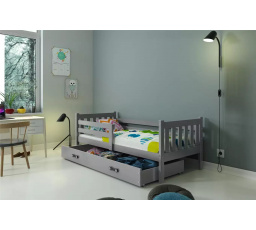 Dětská postel CARINO 90x200 cm se šuplíkem, bez matrace, Grafit/Grafit