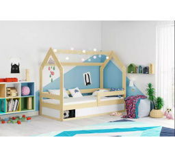 Dětská postel DOMEK s úložným prostorem bez matrace, Přírodní