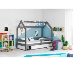 Dětská postel DOMEK s úložným prostorem s matrací, Grafit