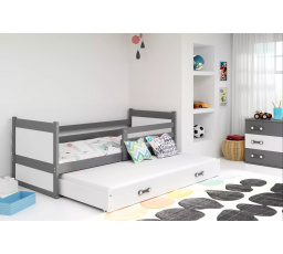 Dětská postel RICO s přistýlkou 90x200 cm, bez matrace, Grafit/Bílá