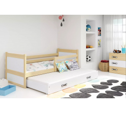 Dětská postel RICO s přistýlkou 80x190 cm, bez matrace, Přírodní/Bílá