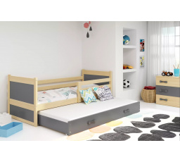 Dětská postel RICO s přistýlkou 80x190 cm, bez matrace, Přírodní/Grafit
