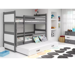 Dětská patrová postel RICO 3 s přistýlkou 80x160 cm, bez matrací, Grafit/Bílá