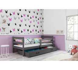 Dětská postel ERYK 80x190 cm se šuplíkem, bez matrace, Grafit/Grafit