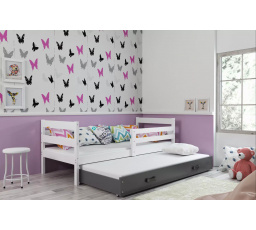 Dětská postel ERYK s přistýlkou 90x200 cm, bez matrací, Bílá/Grafit