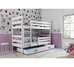 Dětská patrová postel ERYK se šuplíkem 80x160 cm, bez matrací, Bílá/Bílá
