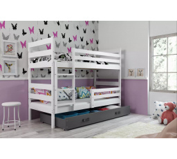 Dětská patrová postel ERYK se šuplíkem 80x160 cm, bez matrací, Bílá/Grafit