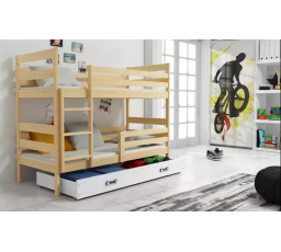 Dětská patrová postel ERYK se šuplíkem 80x160 cm, bez matrací, Přírodní/Bílá