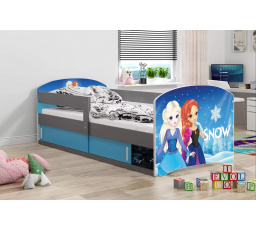 Dětská postel LUKI 1 s matrací, Grafit/Snow