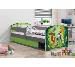 Dětská postel LUKI 1 bez matrace, Grafit/Jungle