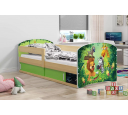 Dětská postel LUKI 1 bez matrace, Přírodní/Jungle