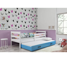 Dětská postel ERYK s přistýlkou 80x190 cm, včetně matrací, Bílá/Modrá