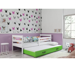 Dětská postel ERYK s přistýlkou 80x190 cm, včetně matrací, Bílá/Zelená