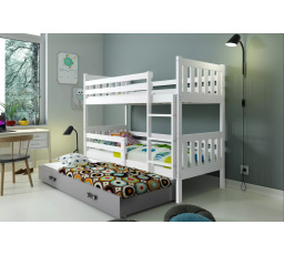 Dětská patrová postel CARINO 3 s přistýlkou 80x190 cm, včetně matrací, Bílá/Grafit