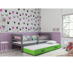Dětská postel ERYK s přistýlkou 80x190 cm, včetně matrací, Grafit/Zelená