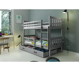 Dětská patrová postel CARINO se šuplíkem 80x190 cm, včetně matrací, Grafit/Grafit