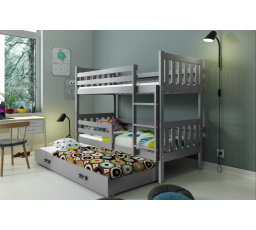 Dětská patrová postel CARINO 3 s přistýlkou 80x190 cm, včetně matrací, Grafit/Grafit