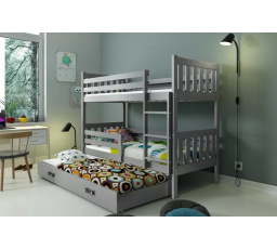 Dětská patrová postel CARINO 3 s přistýlkou 80x190 cm, bez matrací, Grafit/Grafit