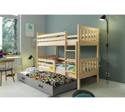 Dětská patrová postel CARINO 3 s přistýlkou 80x190 cm, bez matrací, Přírodní/Grafit