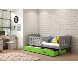 Dětská postel KUBUS 90x200 cm se šuplíkem, bez matrace, Grafit/Zelená