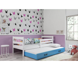 Dětská postel ERYK s přistýlkou 90x200 cm, bez matrací, Bílá/Modrá