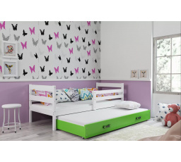 Dětská postel ERYK s přistýlkou 80x190 cm, bez matrací, Bílá/Zelená