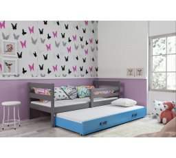Dětská postel ERYK s přistýlkou 80x190 cm, bez matrací, Grafit/Modrá