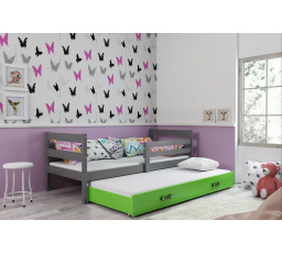 Dětská postel ERYK s přistýlkou 80x190 cm, bez matrací, Grafit/Zelená