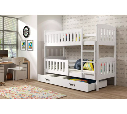 Dětská patrová postel KUBUS se šuplíkem 90x200 cm, bez matrací, Bílá/Bílá
