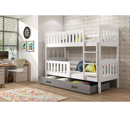 Dětská patrová postel KUBUS se šuplíkem 80x190 cm, bez matrací, Bílá/Grafit